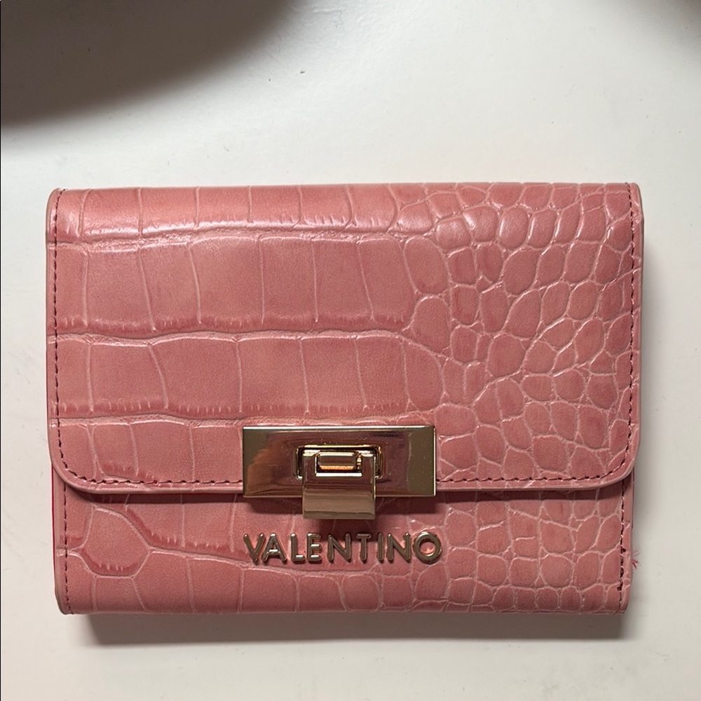 Valentino Pink Croc-Embossed Women's Wallet